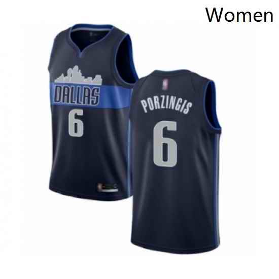 Womens Dallas Mavericks 6 Kristaps Porzingis Authentic Navy Blue Basketball Jersey Statement Edition